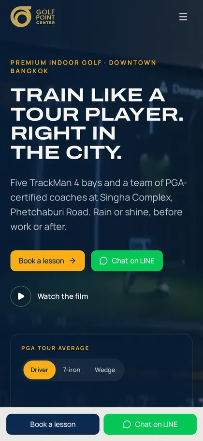 Golf Point Center website on a phone